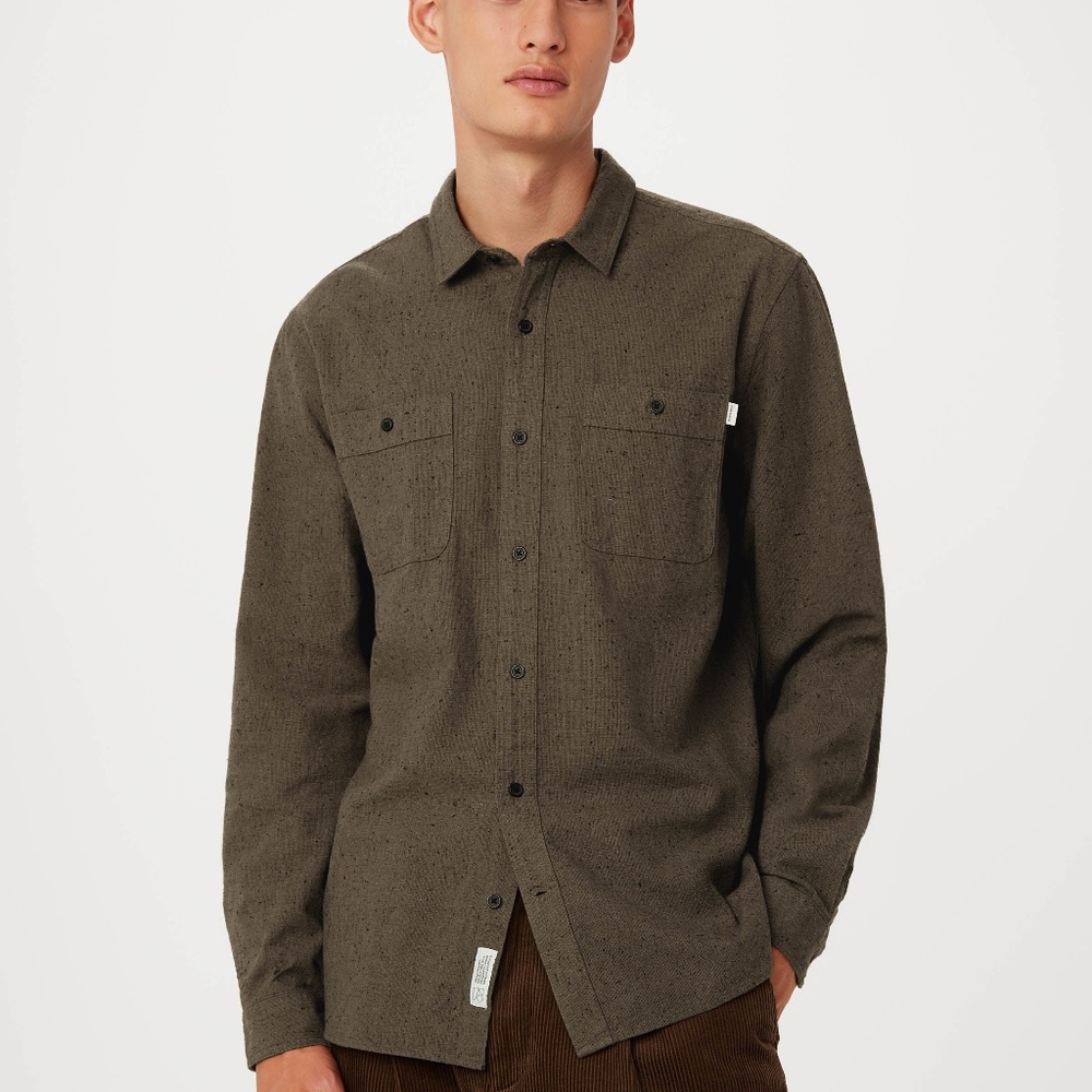 Frank And Oak The Nepped Shirt in Brown Size MM